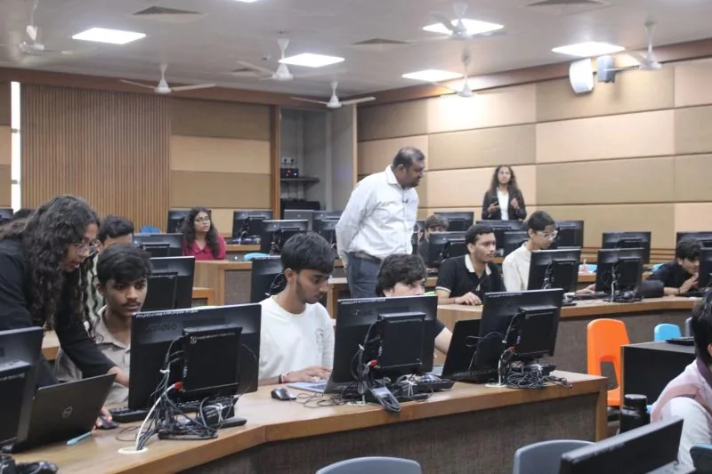 Participants working through the hands-on session in the lab